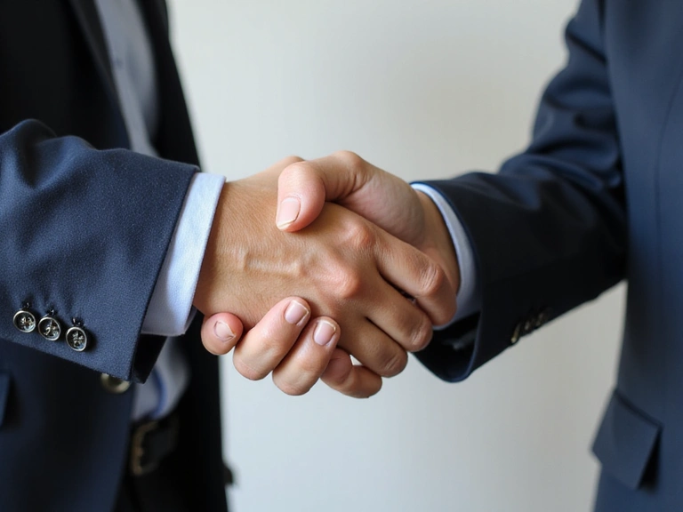 Two people shaking hands, symbolizing trust and collaboration